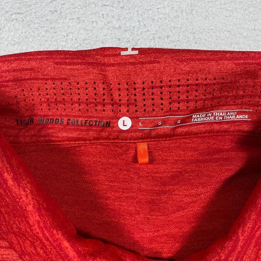 Nike Golf Tiger Woods Polo Mens Large Red‎ Dri-FIT Short Sleeve 803189-696